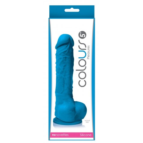 Голубой фаллоимитатор Colours Pleasures 5" Dildo на присоске - 17,8 см.