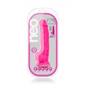 Розовый реалистичный фаллоимитатор на присоске NEO 7.5INCH DUAL DENSITY COCK W. BALLS - 19 см.