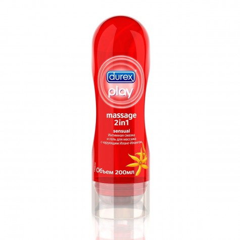 Интимная смазка и гель для массажа DUREX Massage 2in1 Sensual с иланг-илангом - 200 мл.